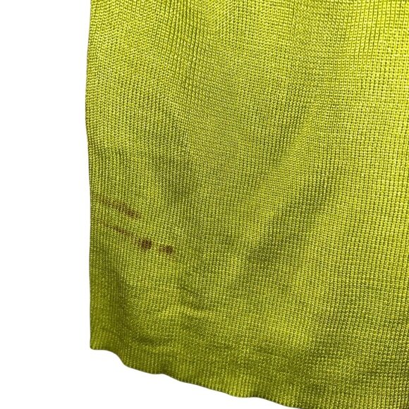 pour soie bright neon lime green 2 ply SILK sleeveless mock neck sweater M - Picture 4 of 5